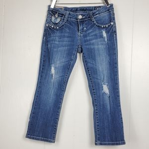 LA Idol angel wing rhinestone bling capris size 5